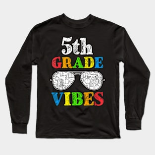 Back To School 5th Grade Vibes First Day Teacher Kids Long Sleeve T-Shirt